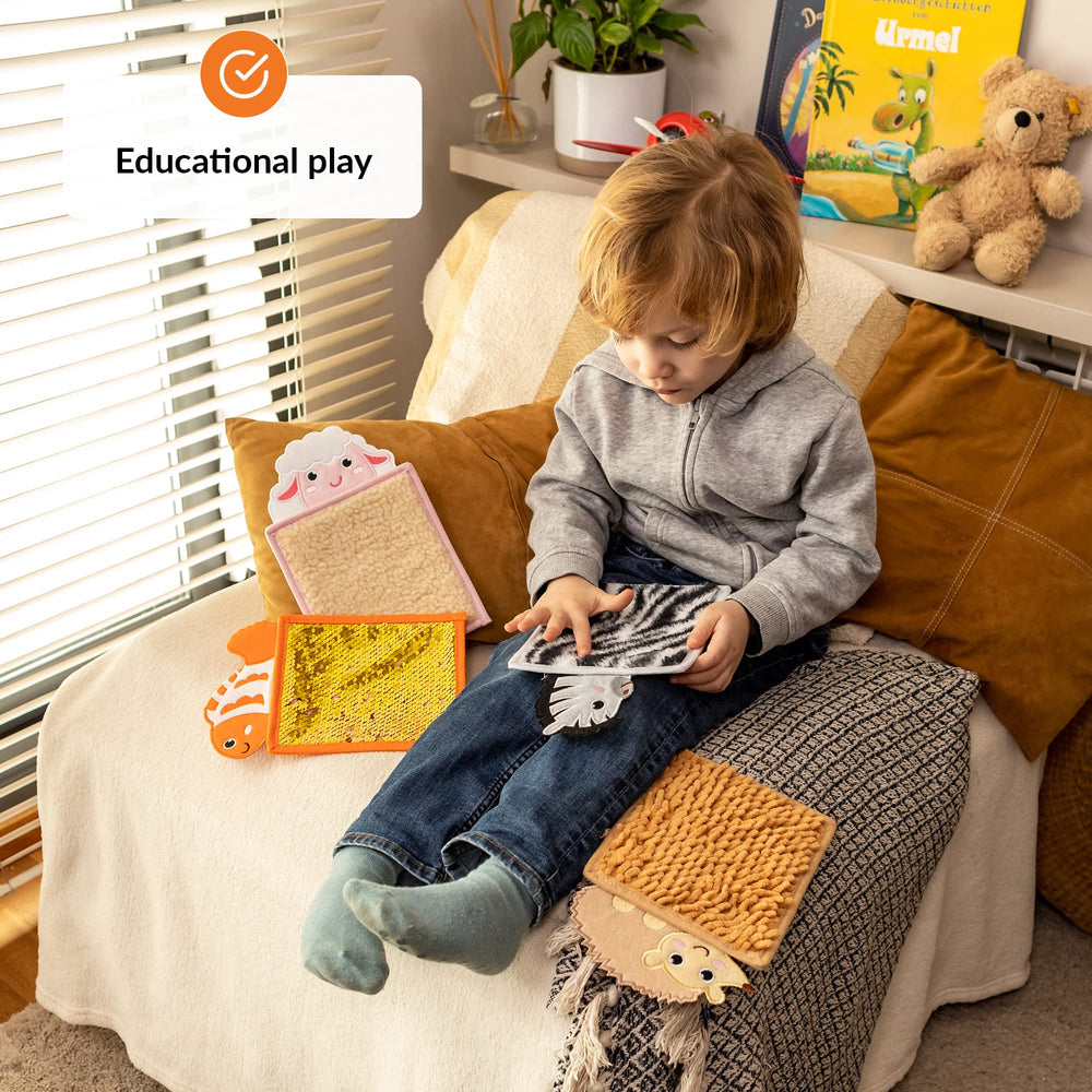 ODOXIA sensory mats with a turtle motif support hands-on exploration and focus.