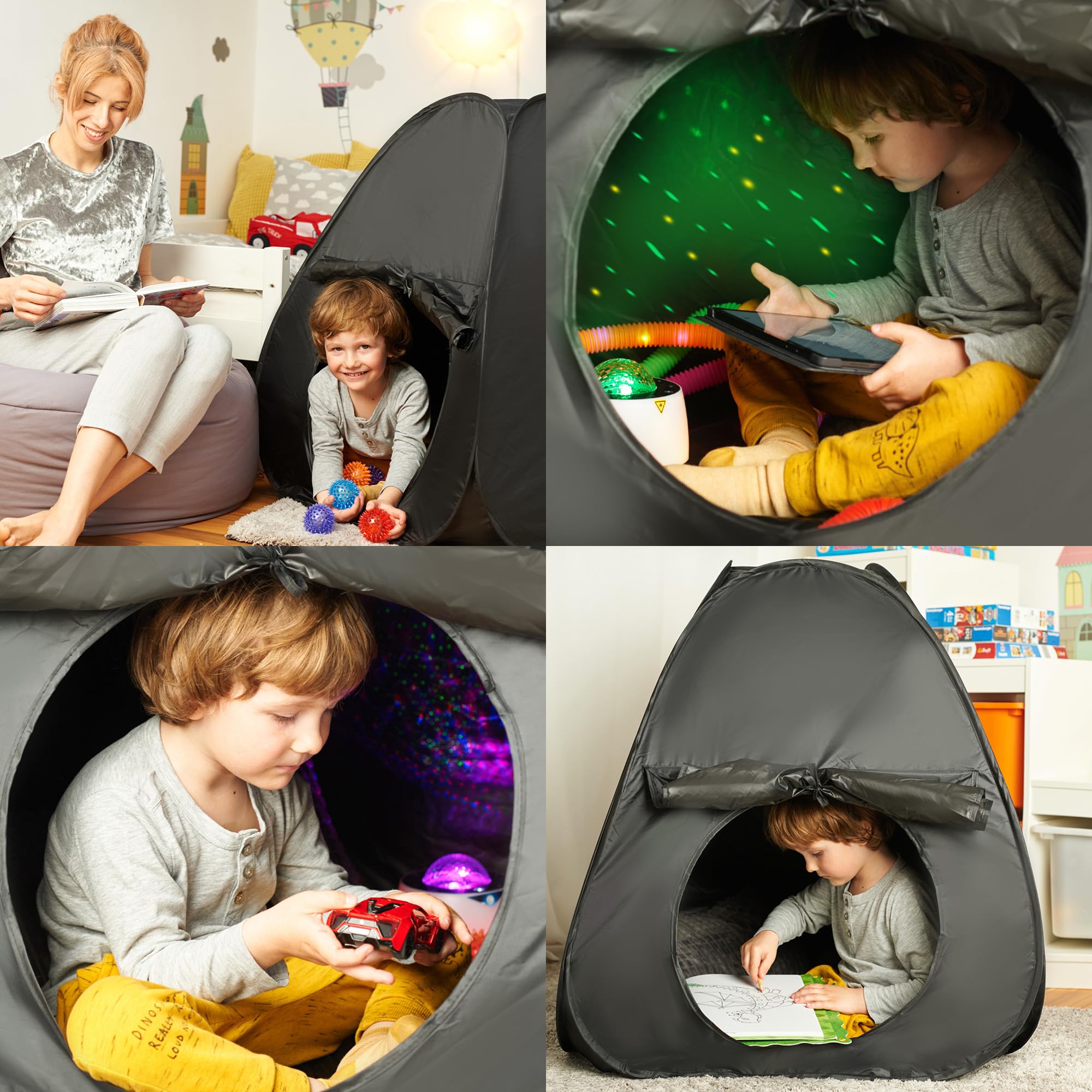ODOXIA Sensory Tent Mini pops open for quick setup during downtime.