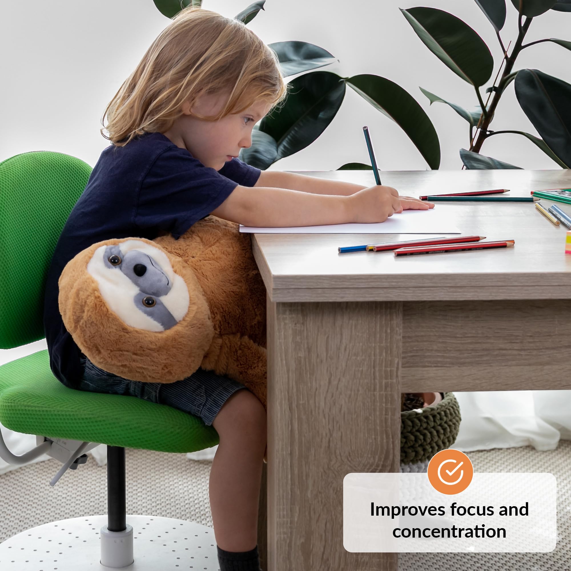 ODOXIA weighted sloth plush in carrying bag for easy portability.