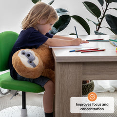 ODOXIA weighted sloth plush in carrying bag for easy portability.