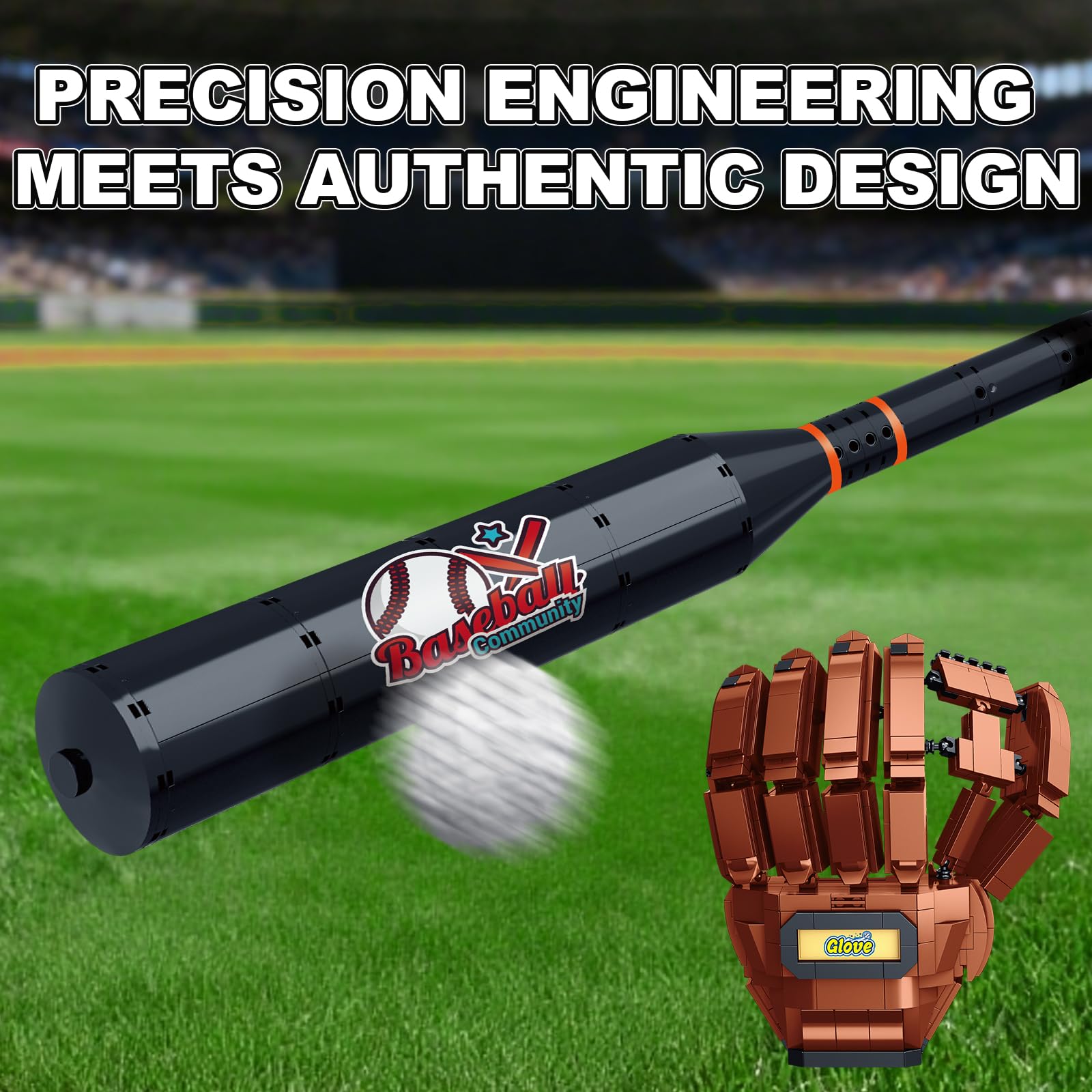 Oeasic Baseball Building Kit trophy detail captures golden finish for display.