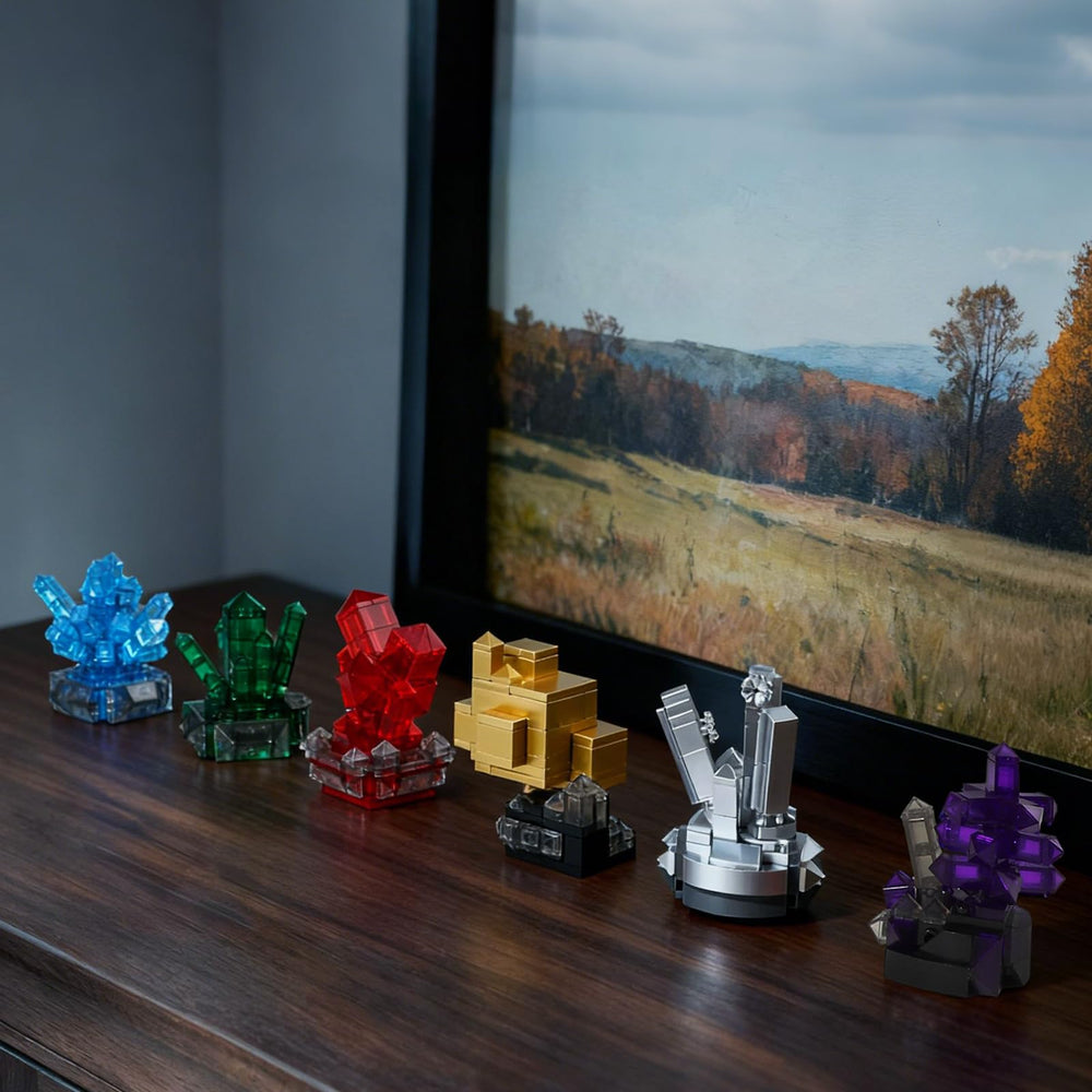 Oeasic Geology Crystal Building Set Beryl model shows translucent facets for refined decor.