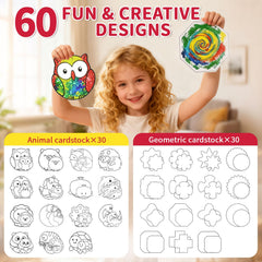 60 design cards with Oeasic Unicorn Spin Art Machine spark imaginative patterns