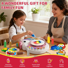 Dual-rotation Oeasic Unicorn Spin Art Machine enables versatile painting for kids