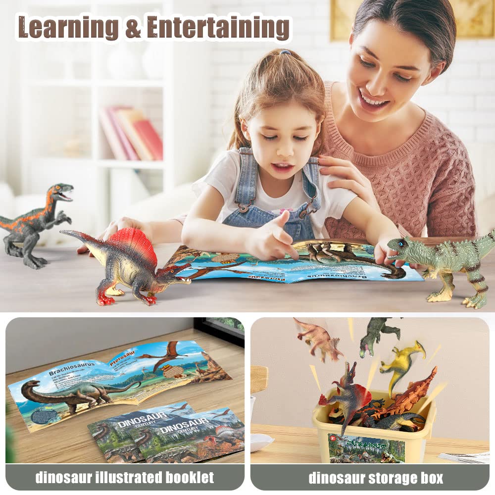 OENUX Dilophosaurus toy with bright color for dramatic play scenes.