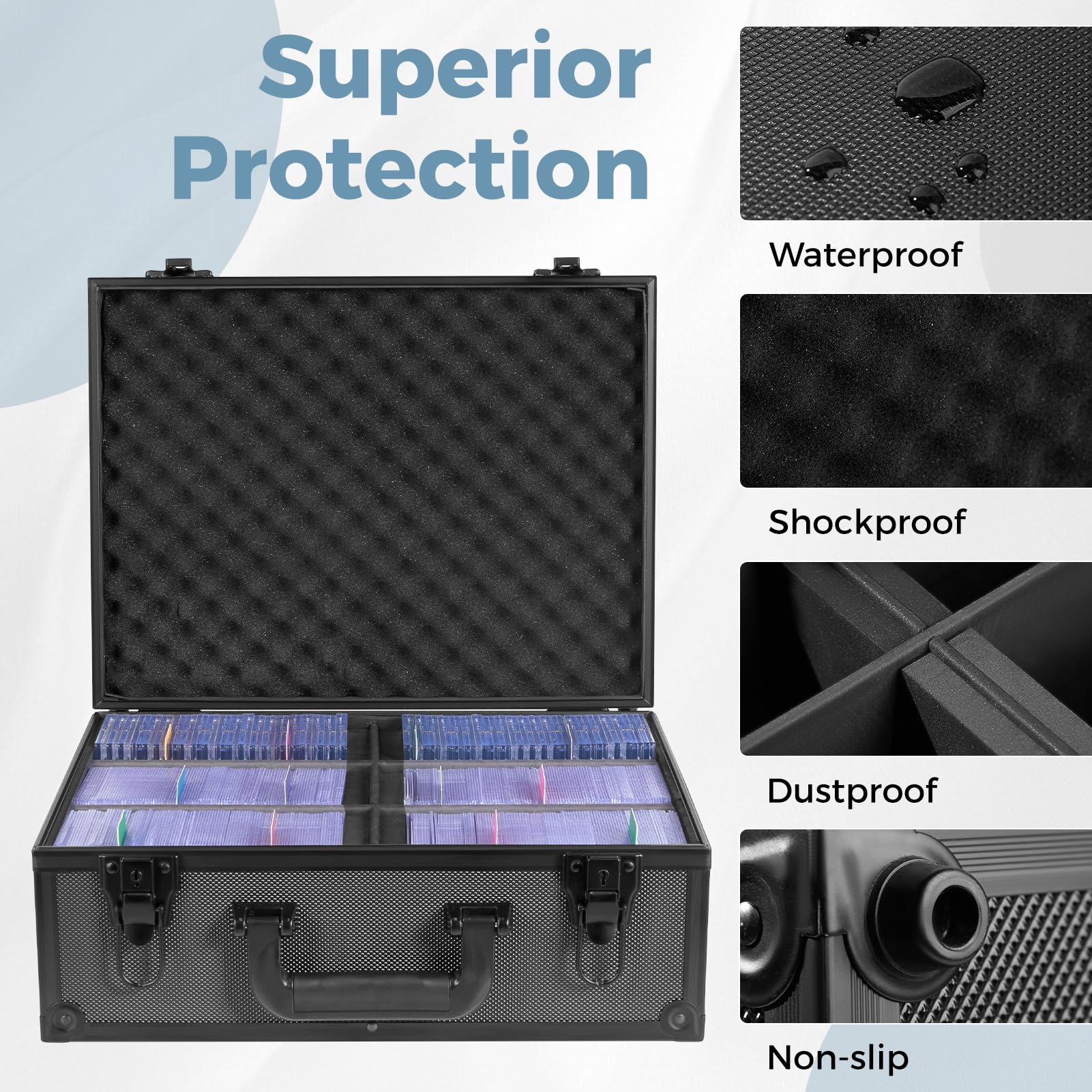 OEODAJ Card storage versatility supports sleeved, magnetic, and top loader cards.