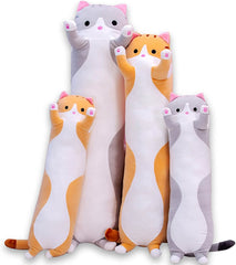 Oeonuas cute cat plush long body pillow orange 35 inches ideal for cuddling