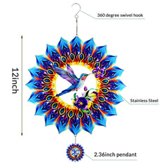OFEWPAGA hummingbird wind spinner with glittering colors on breeze