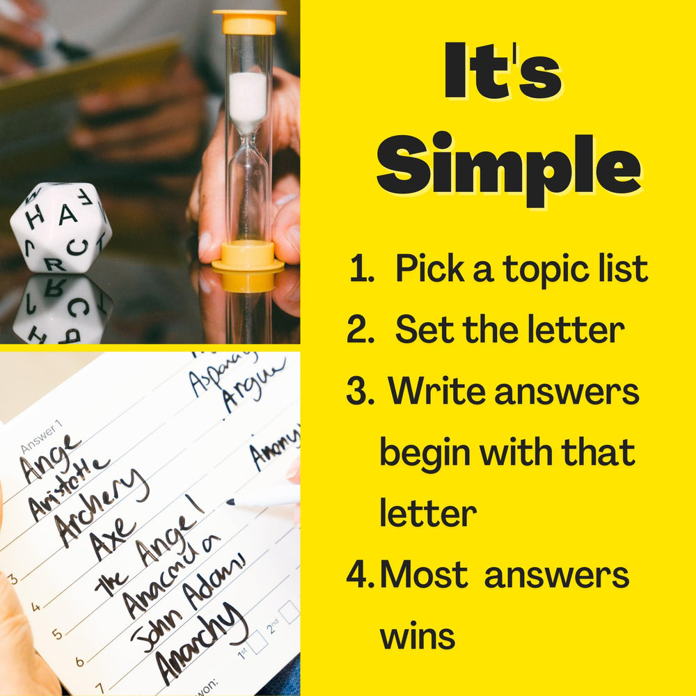 OFF TOPIC dry-erase boards enable quick, reusable answers during fast-paced rounds.