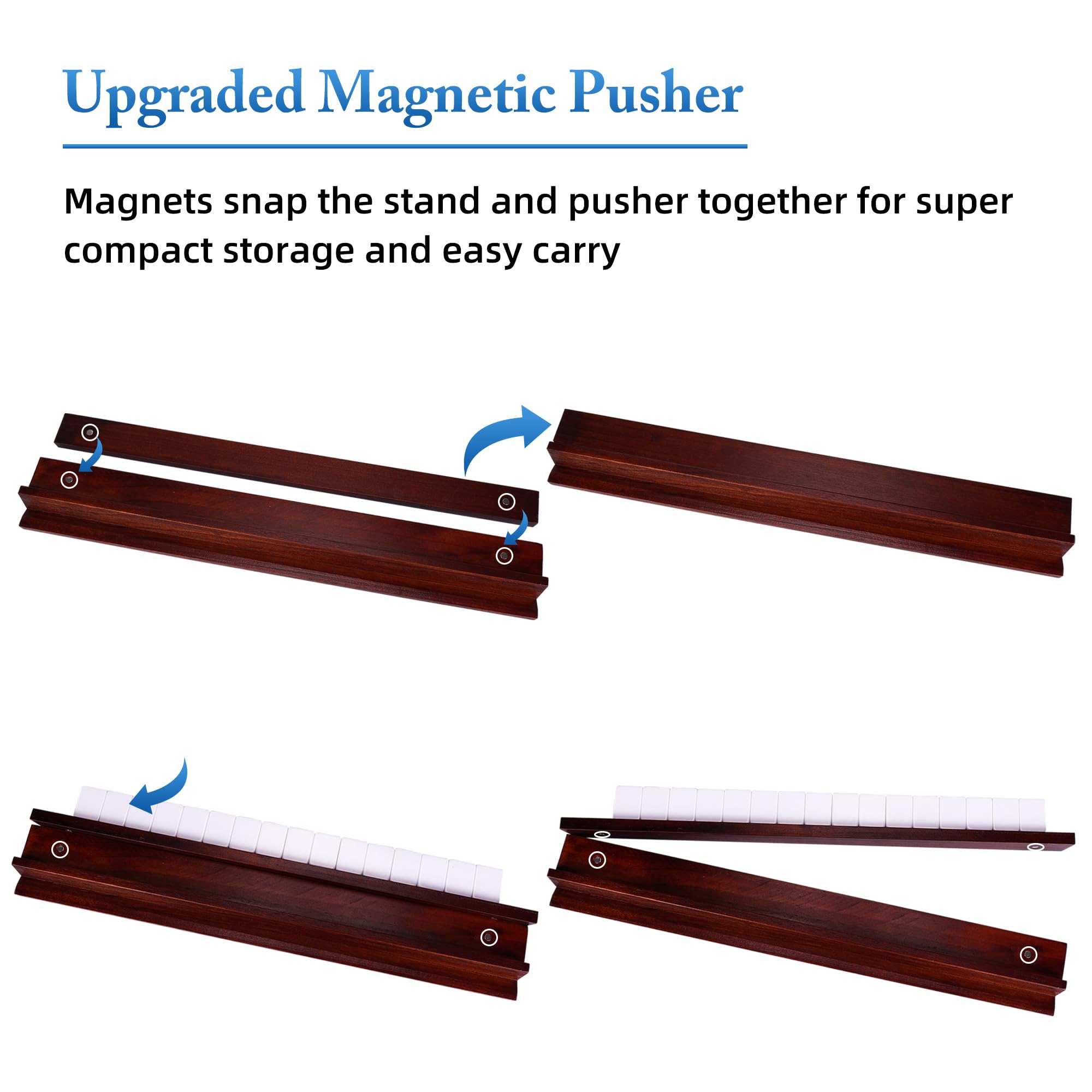 Offelec magnetic pushers attached to wooden racks enable quick, seamless tile movement.