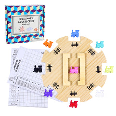 Offelec Mexican Train dominoes hub in pine for durable, easy setup.