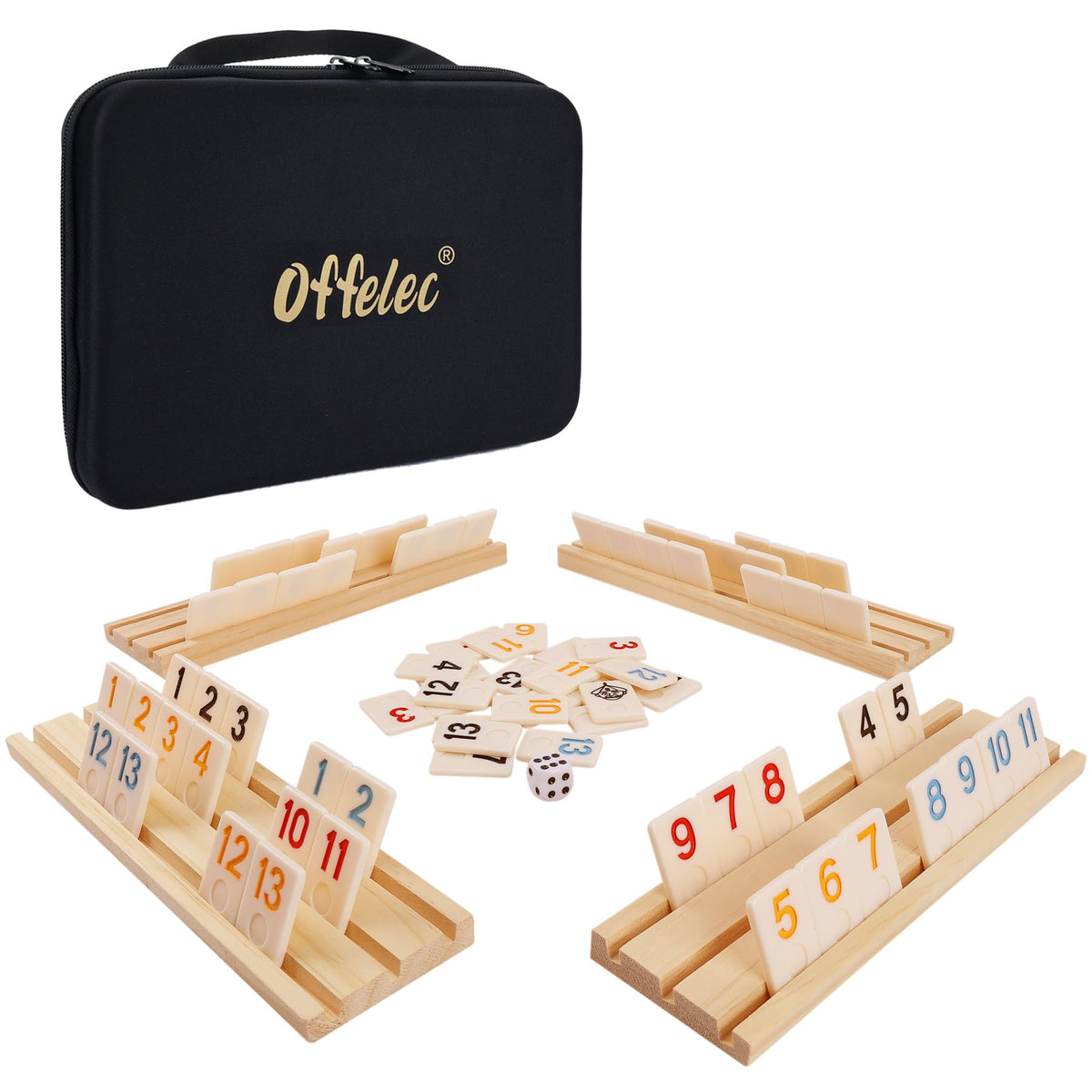 Offelec Rummy Cube tiles close-up highlighting large numbers for easy reading.
