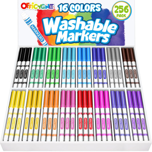 Officygnet 256-count washable markers bulk for creative learning in classrooms.