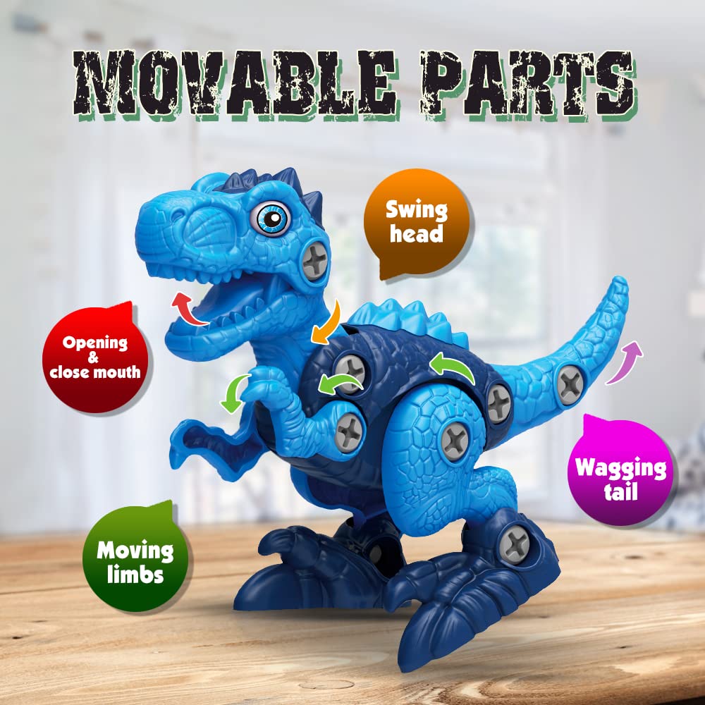Officygnet green Velociraptor take-apart toy encourages problem-solving through assembly.