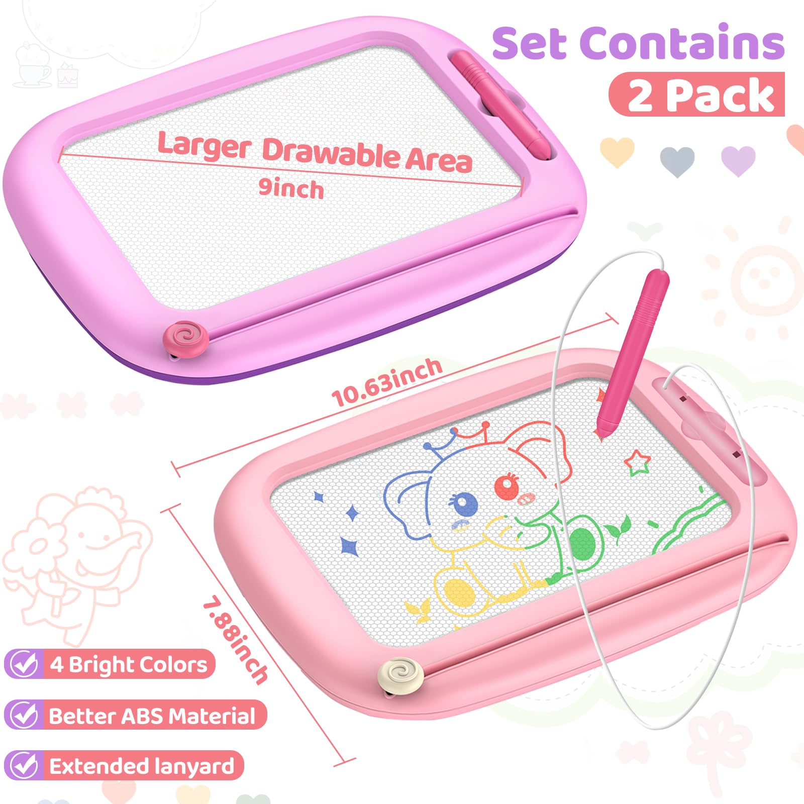 Officygnet drawing board with spacious 9-inch area supports bigger doodles and exploration.