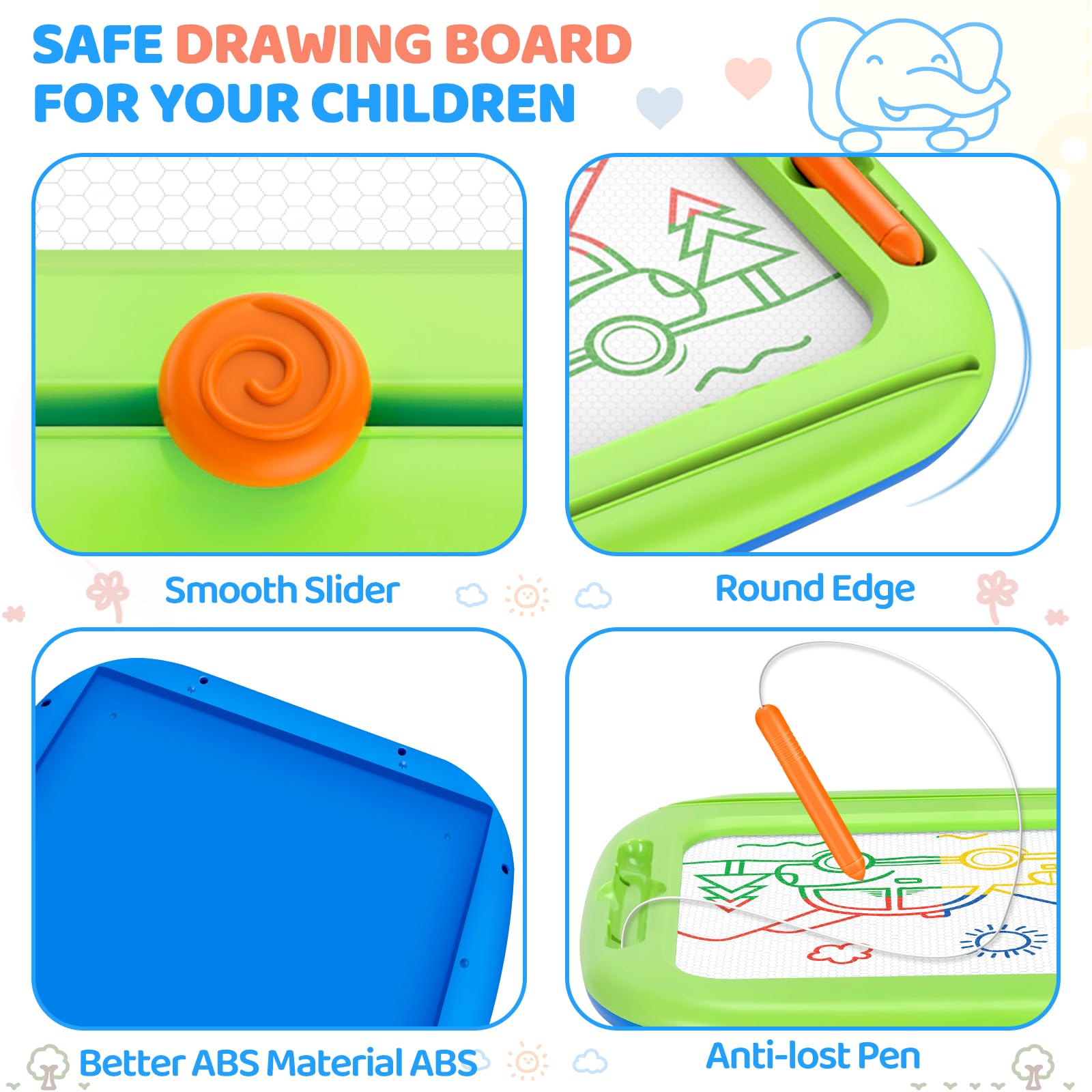 Officygnet magnetic pen and eraser enable smooth, precise lines.