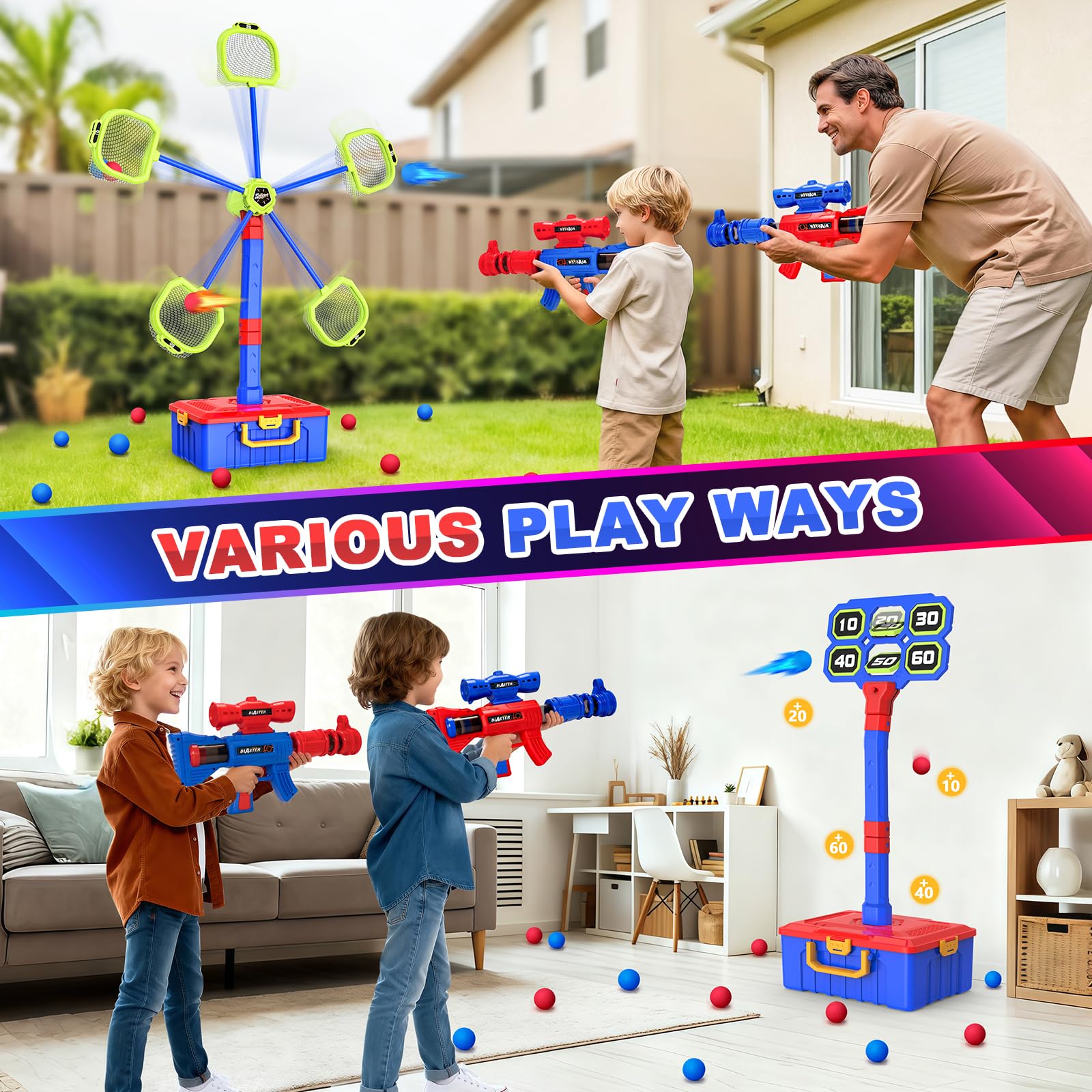 Officygnet patented air blasters delivering lightweight, battery-free blasting fun for kids.