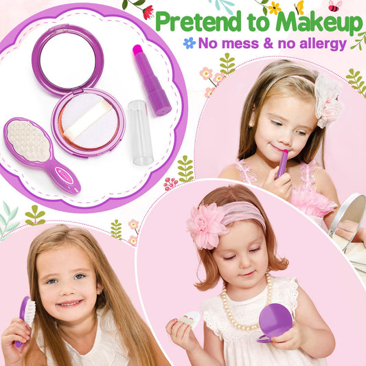 Officygnet pretend makeup kit with safe silicone lipstick for pretend beauty