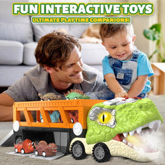 Officygnet T-Rex toy truck roars softly with lights during pretend adventures.