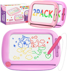 Officygnet two-pack magnetic drawing boards for toddlers encourage imaginative play and color recognition.