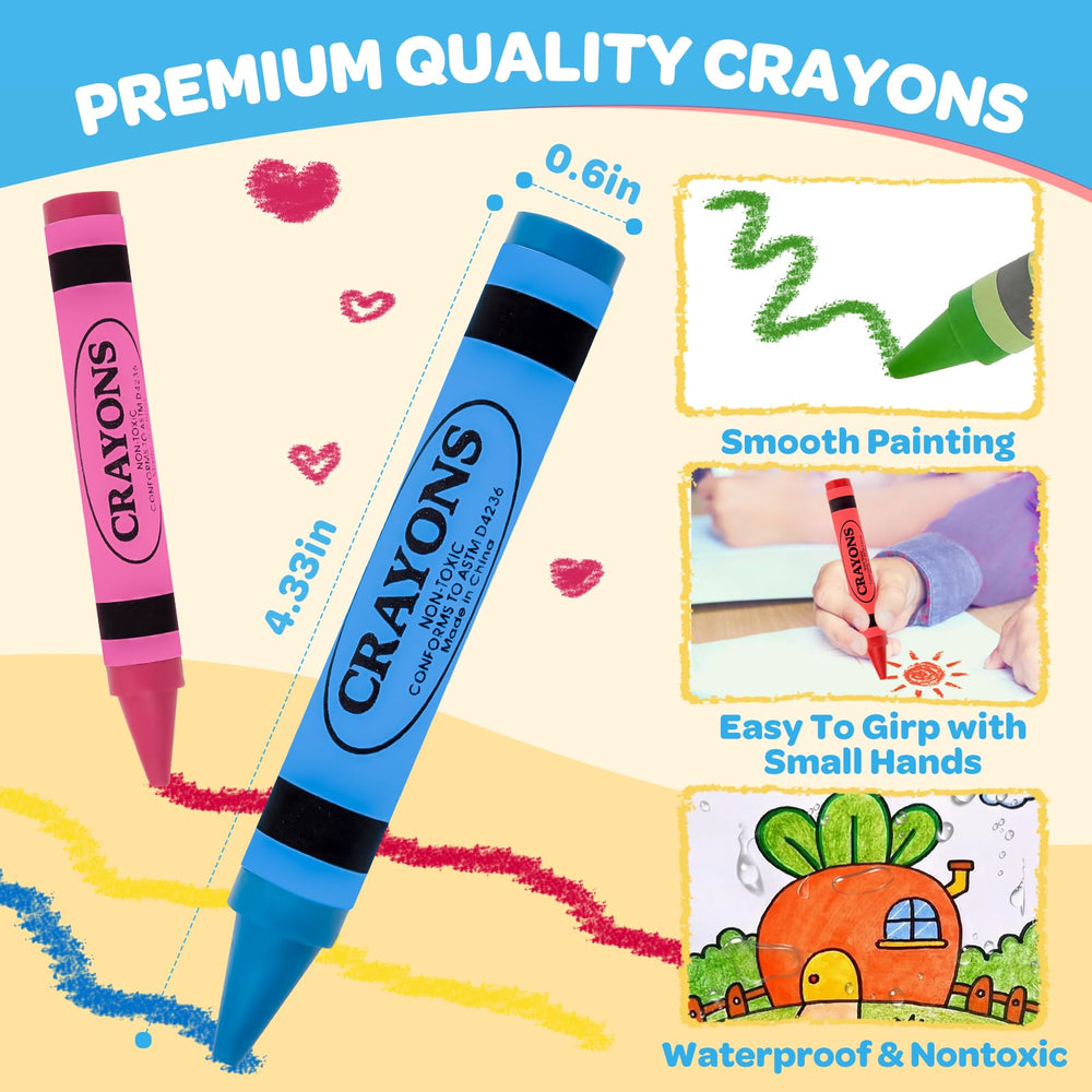 Officygnet washable colors crayons rinse clean from skin and fabric.