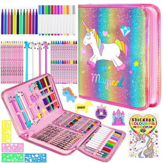 OFUSUY 73pc unicorn markers set for vibrant color projects and creative fun.