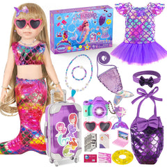 OFUSUY mermaid dress travel set enhances doll styling during pretend adventures.
