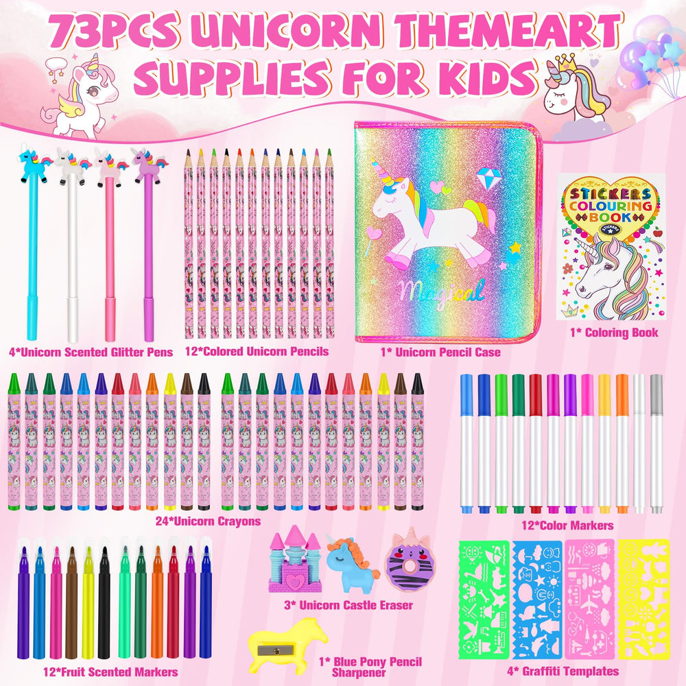 OFUSUY unicorn glitter pencil case showcasing portability and easy organization.