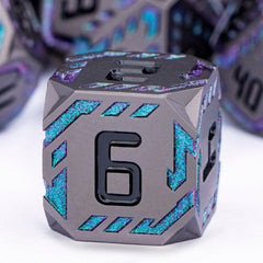 OGCOPHEN D6 metal dice with stripe texture for smooth randomness.