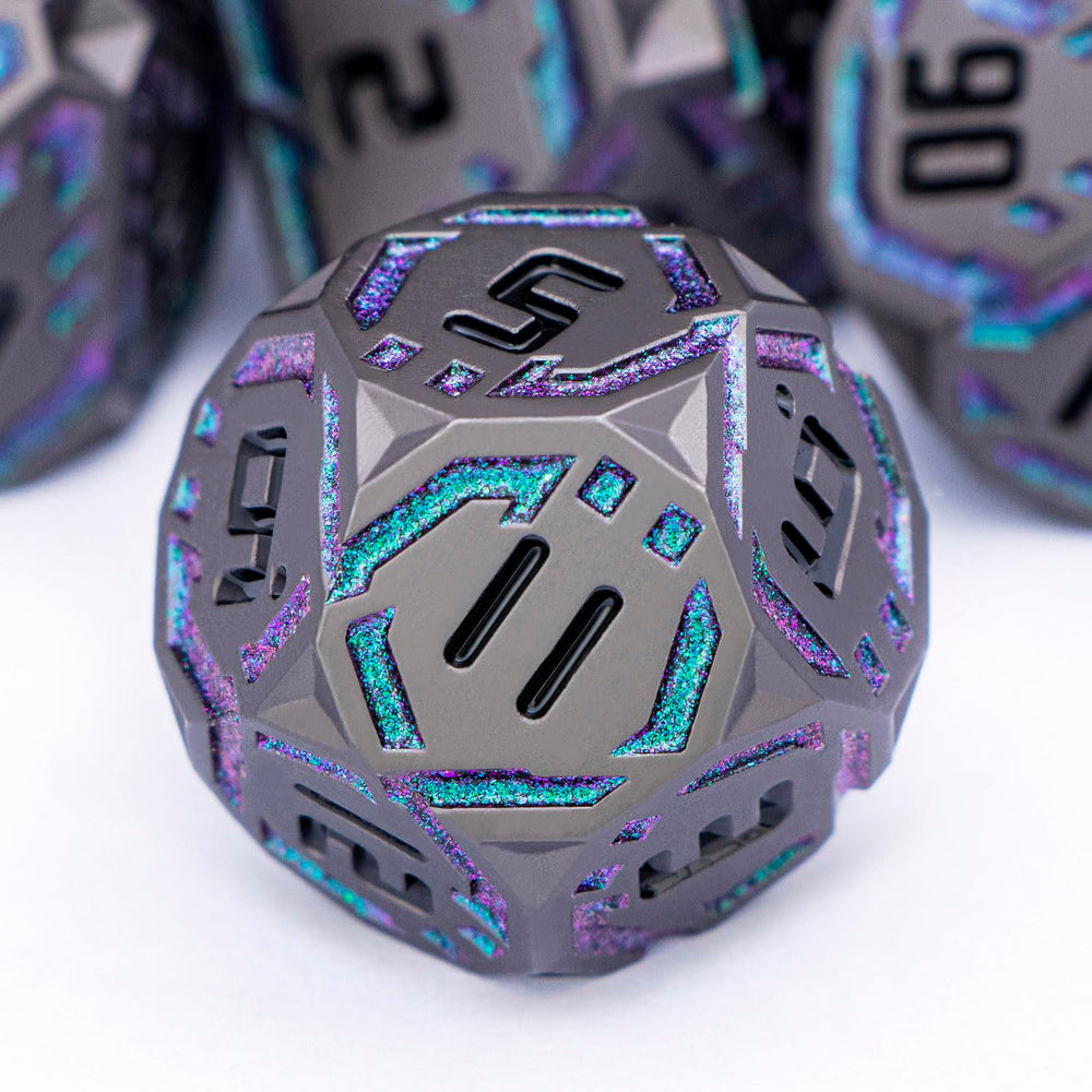 OGCOPHEN D8 metal dice in futuristic style for epic quests.