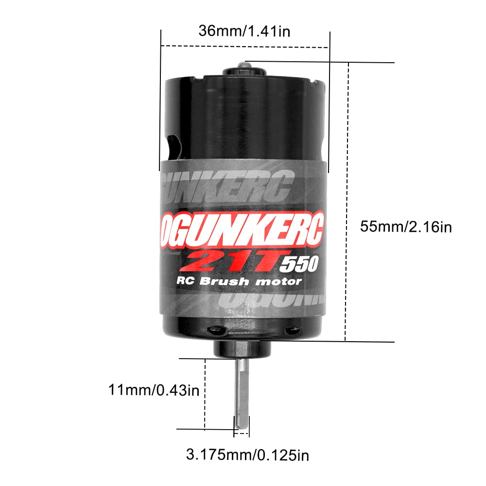 OGUNKE OGRC 550 21T motor compatibility chart view.