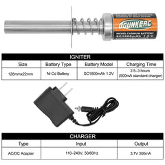 OGUNKE US plug charger included for ready-to-use charging on site.