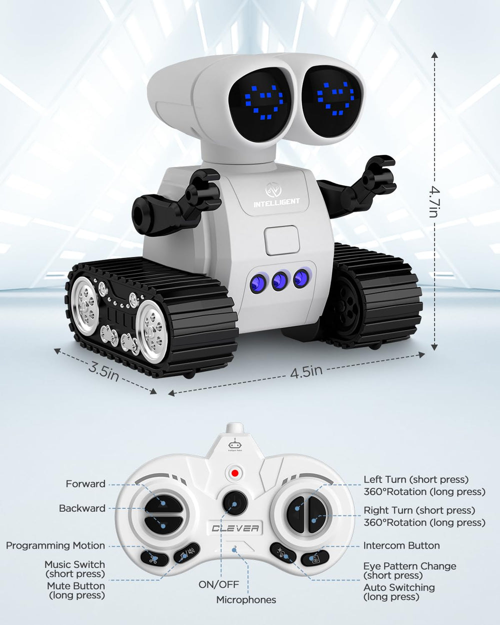 Oharsea RC robot charges via USB for quick, long-lasting sessions