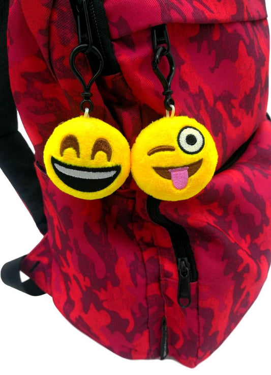 OHill emoticon plush mini pillow serves as bag accessory and charm.