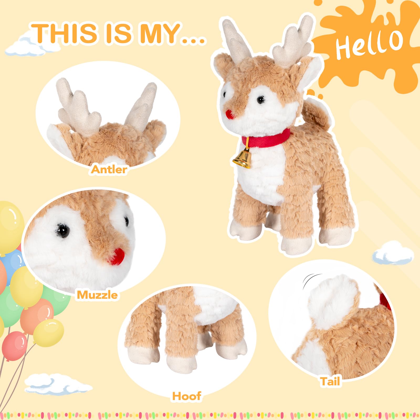 OHKIDS PP cotton-filled reindeer plush durable cuddle companion