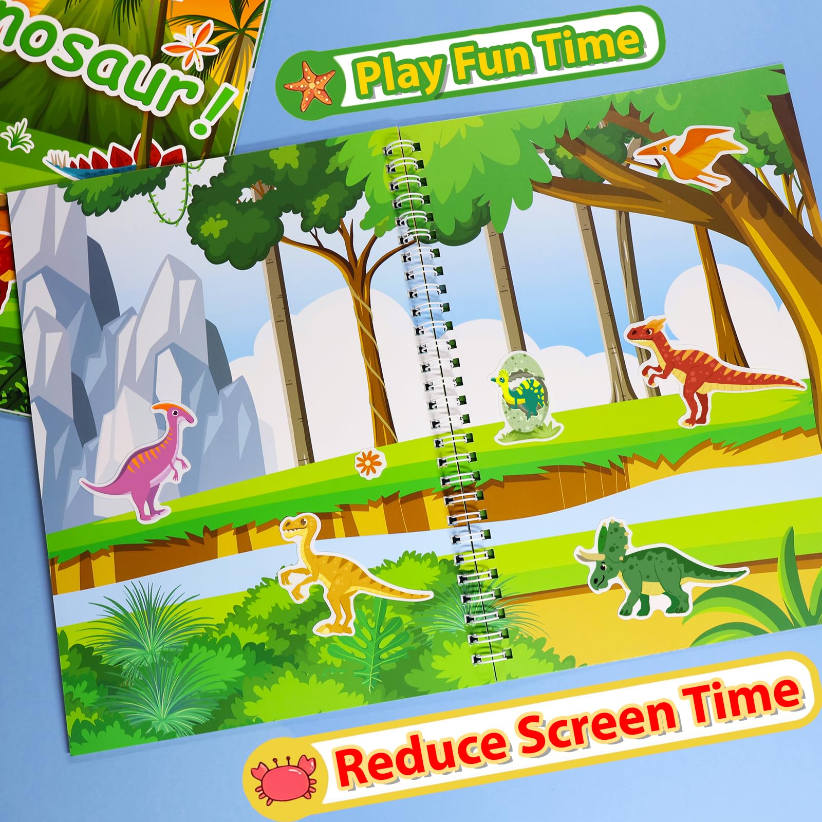 OIBUTUR includes 53 dinosaur stickers to complete eight scenes