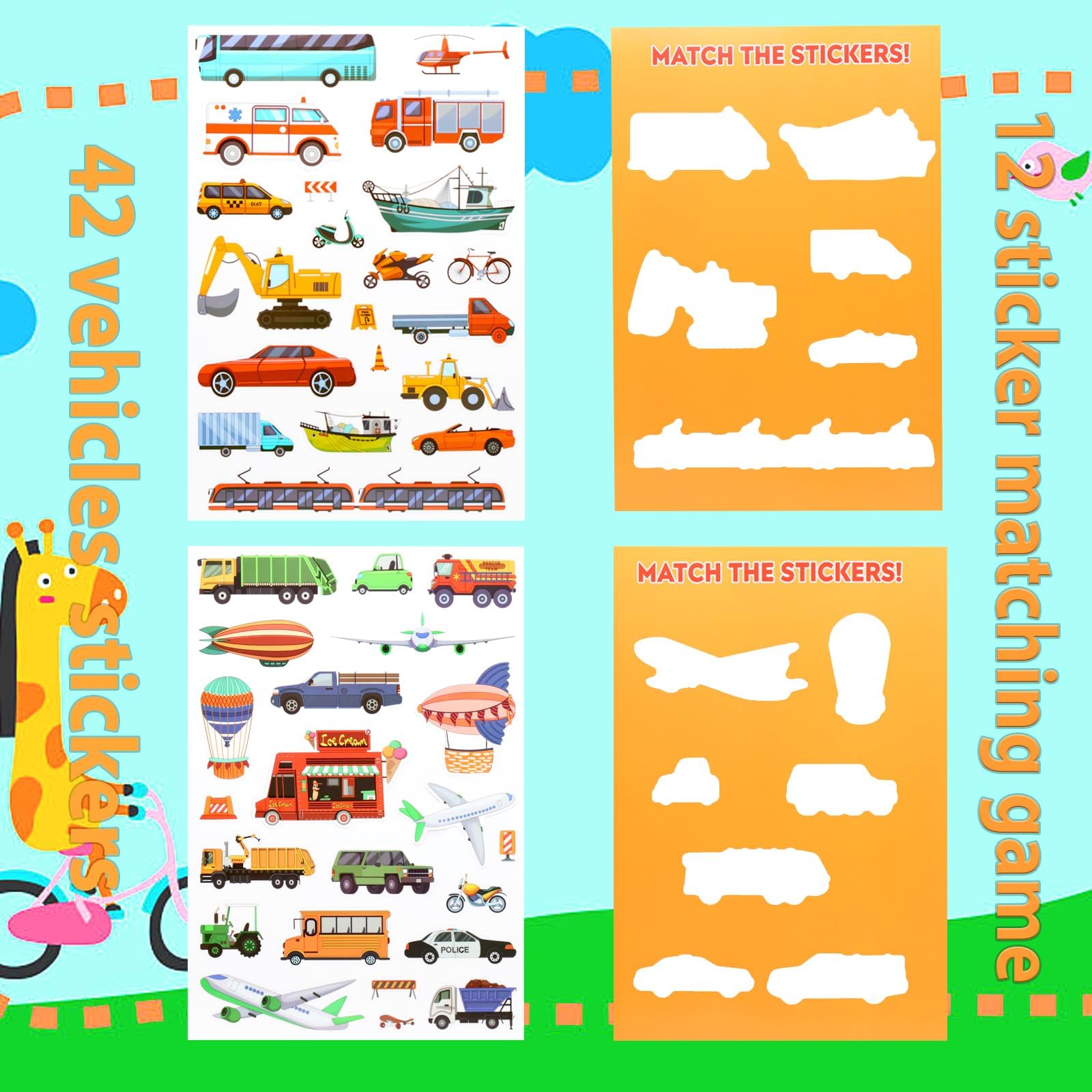 OIBUTUR eight-scene collection, kids create diverse pictures with jelly stickers.