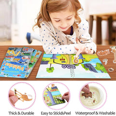 OIBUTUR sticker book with matching games to boost focus