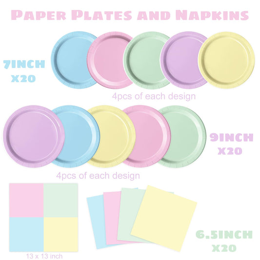 Oigco pastel plates 7-inch dessertware serves sweet treats with charming gradient decor.