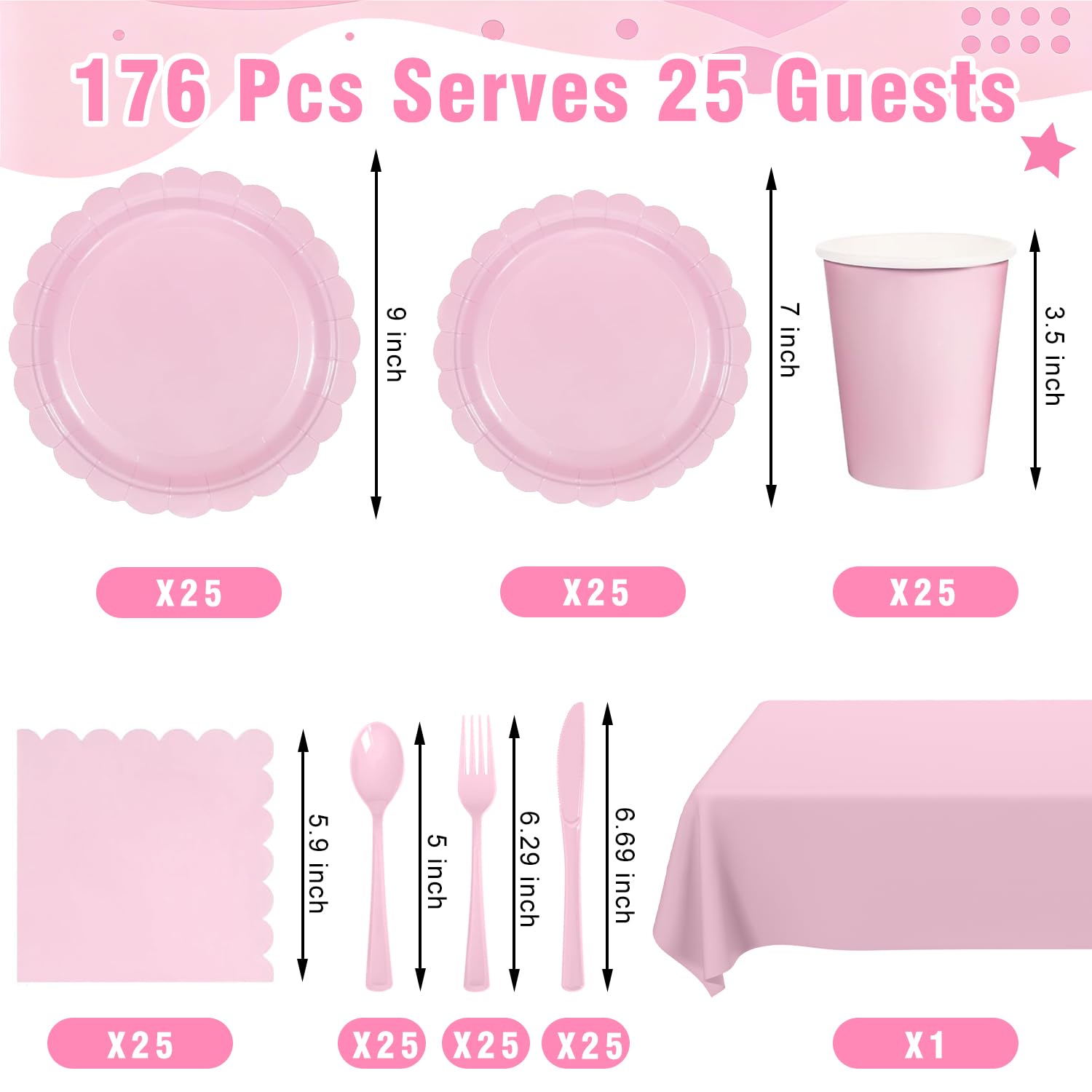 Oigco pink 7-inch plates ideal for desserts and bites