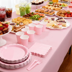 Oigco pink tablecloth protects surfaces with a vibrant look