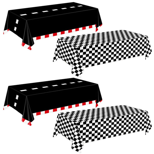 Oigco racing car tablecloth with checkered pattern protects surfaces at parties