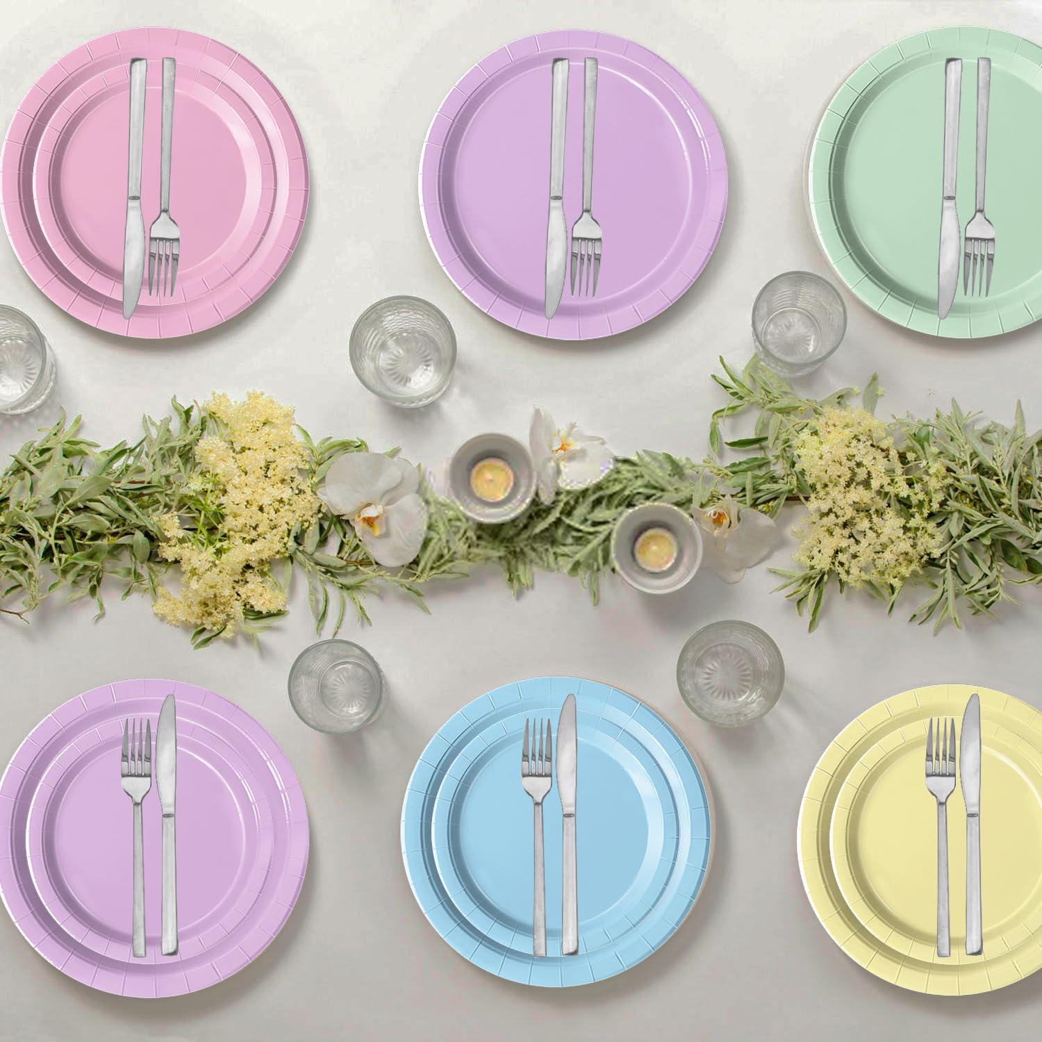 Oigco rainbow-printed-plates highlight a festive palette for joyful gatherings.