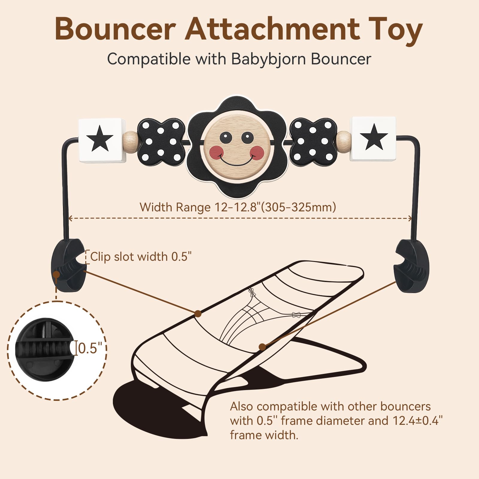 Designed to fit Bliss and Balance Soft bouncers and similar frames for a stable setup.