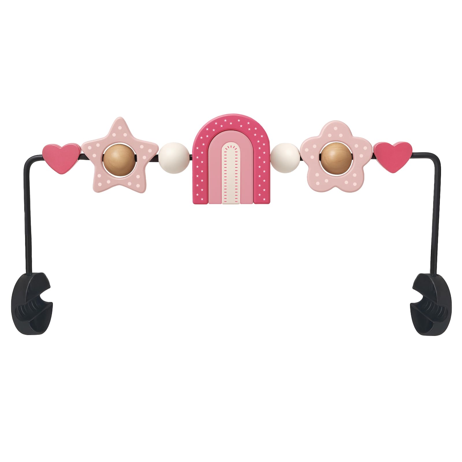 Oiibid baby bouncer toy bar rainbow with rotating figures for visual engagement.