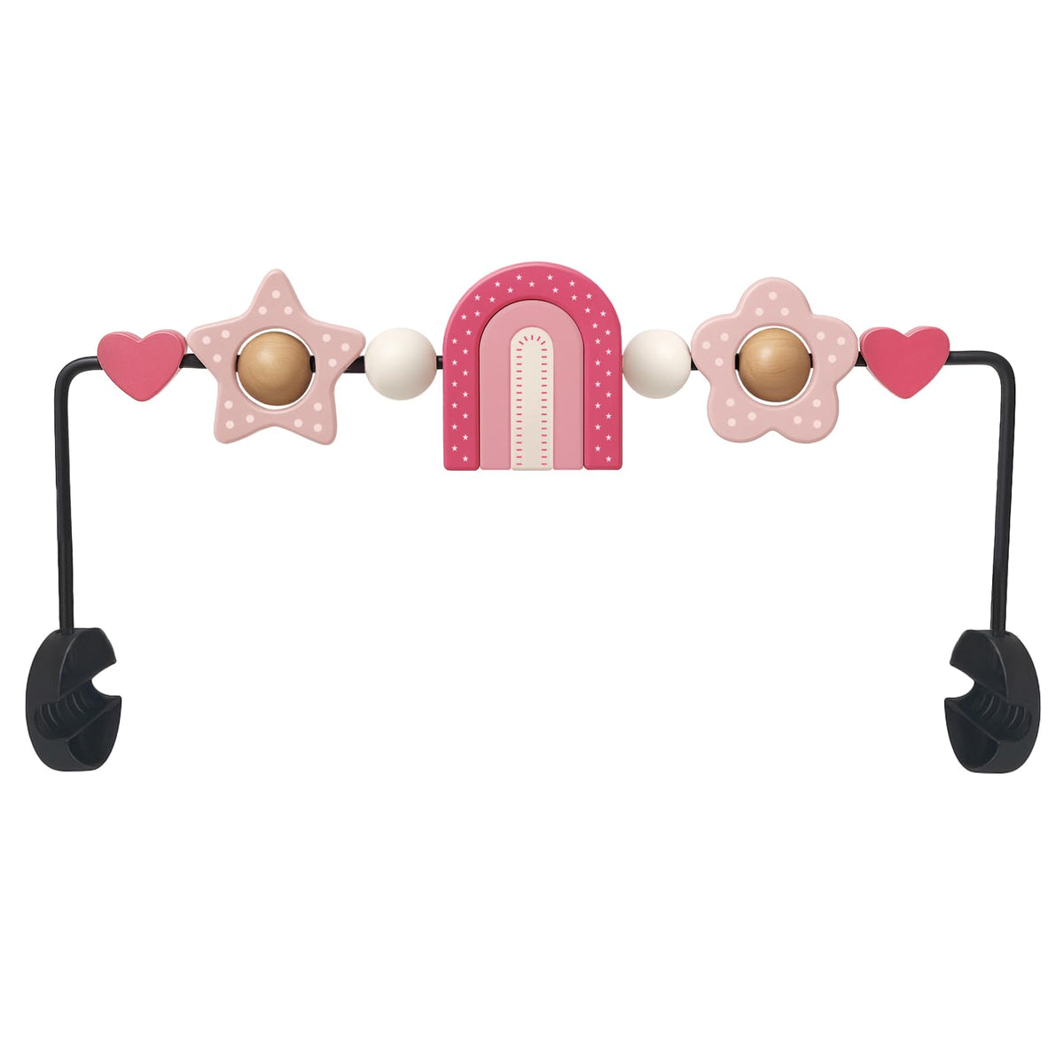 Oiibid baby bouncer toy bar rainbow with rotating figures for visual engagement.