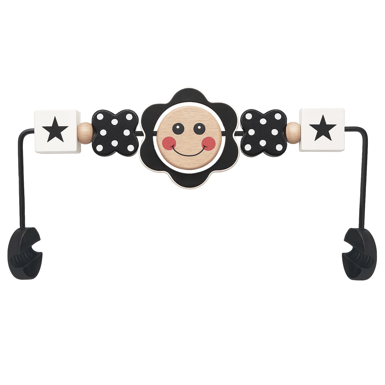 Oiibid Baby Bouncer Toy Bar with rotating wooden figures captivates newborns and supports early visual tracking.
