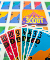 Oink Games SCOUT gameplay setup with table action showing quick play appeal