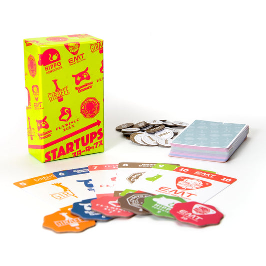 Oink Games Startups market scene with investors evaluating startup cards and planning investments.