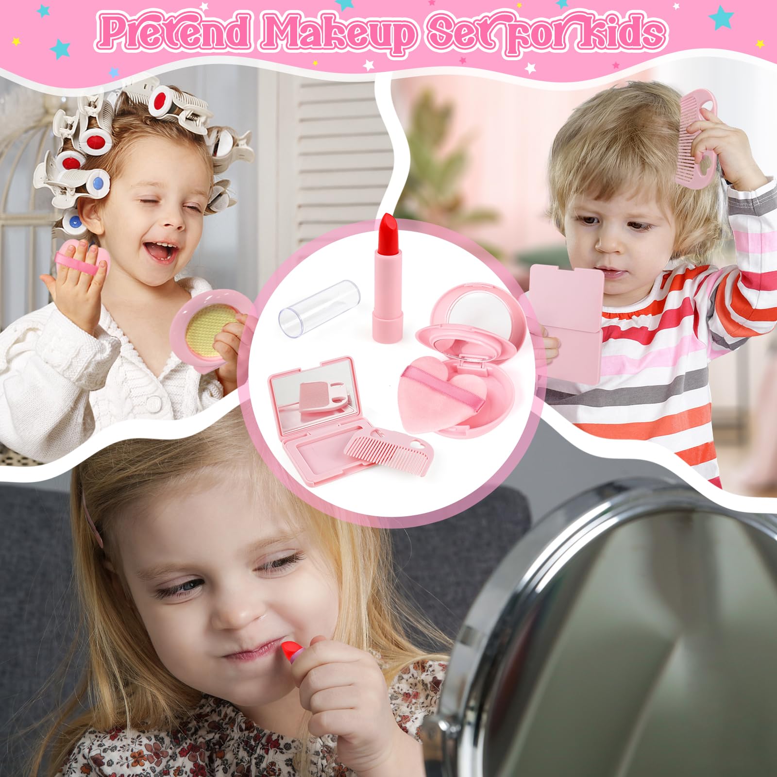 Oisacirg pretend makeup kit encourages safe supervised dress up play